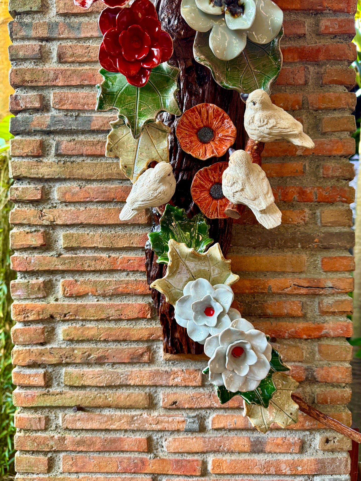 Flower with Birds Wall Hang