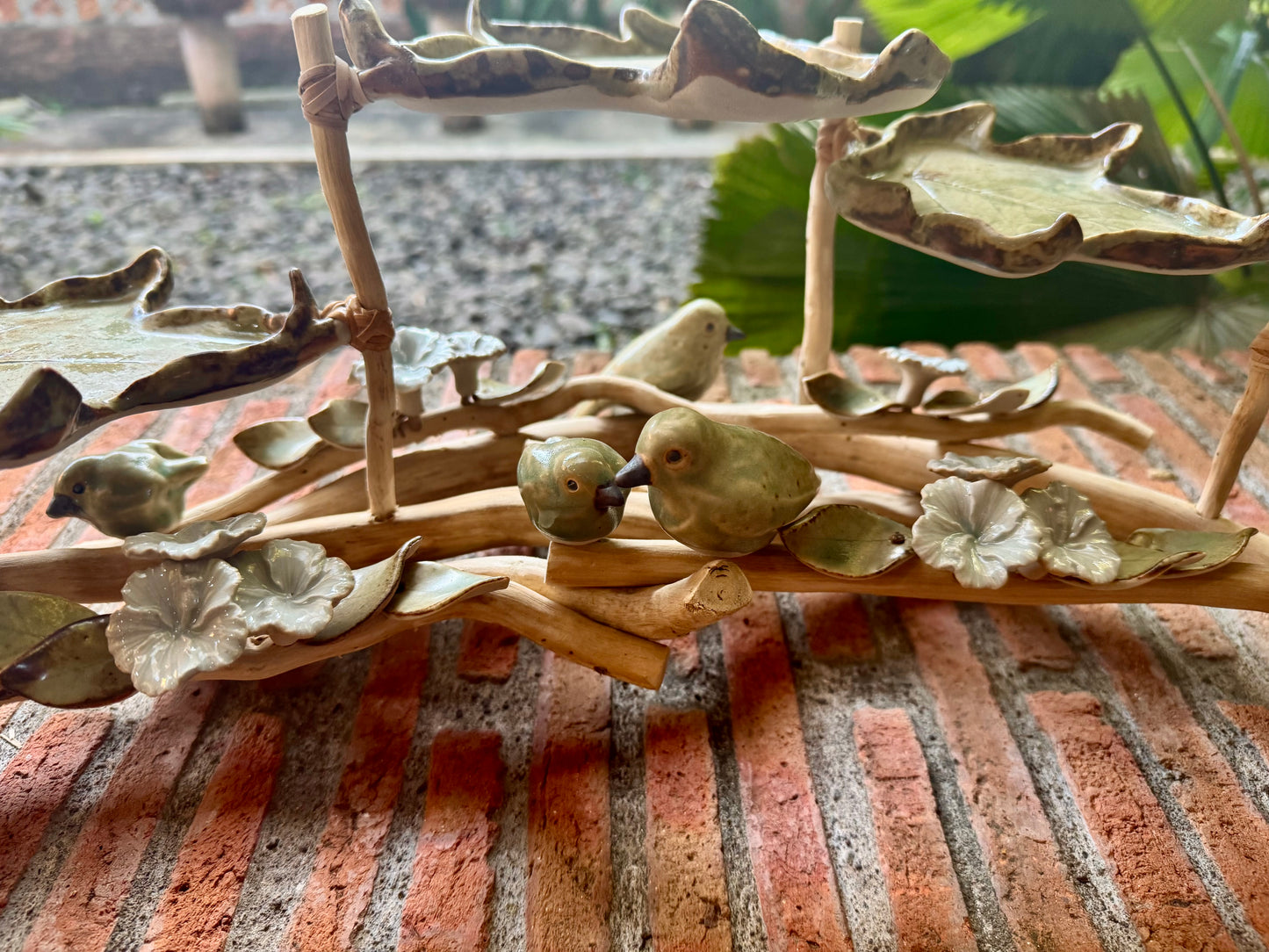 Leaf Plate with Birds and Flowers Tabletop