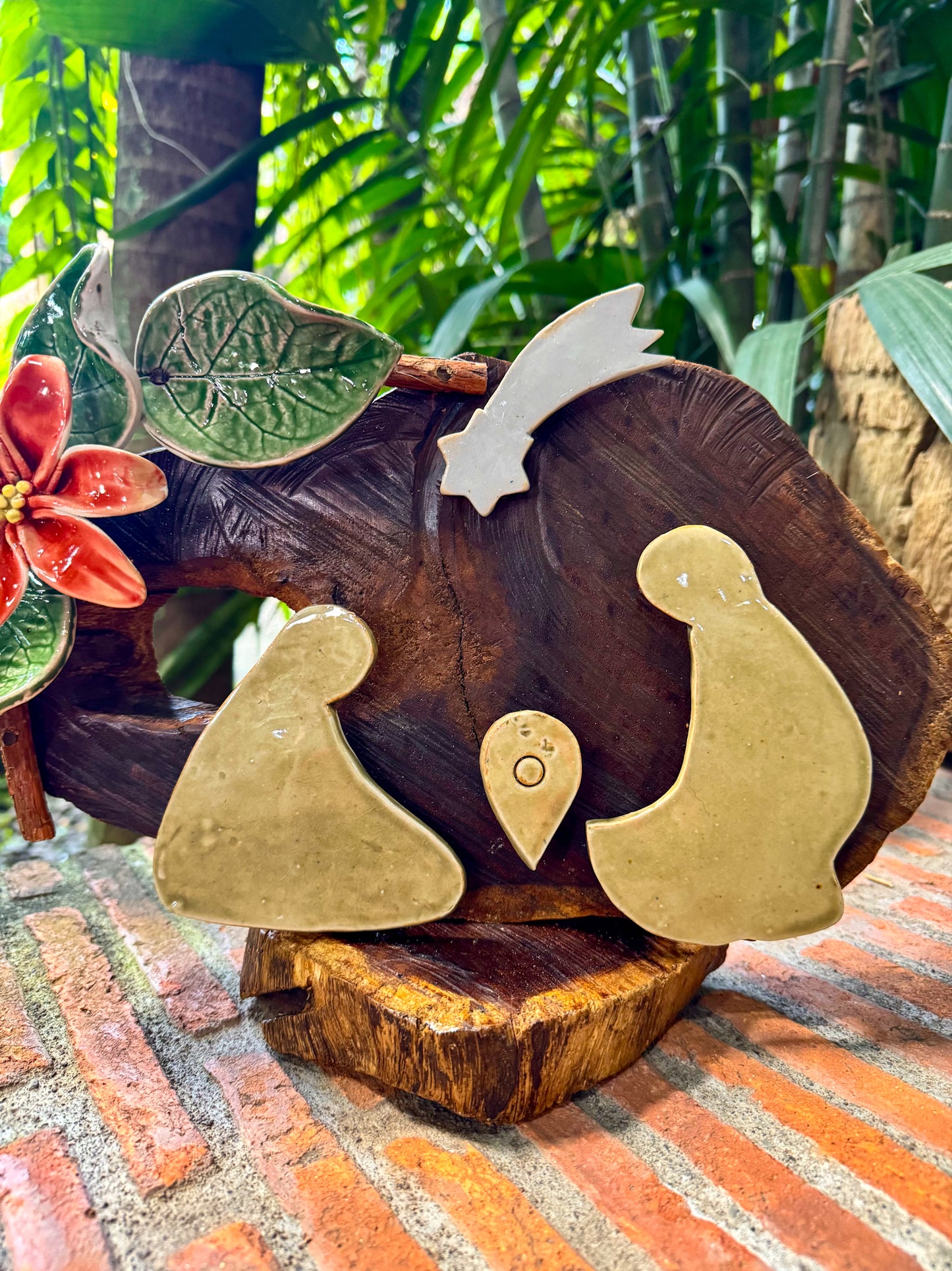 Nativity with Poinsettias Tabletop