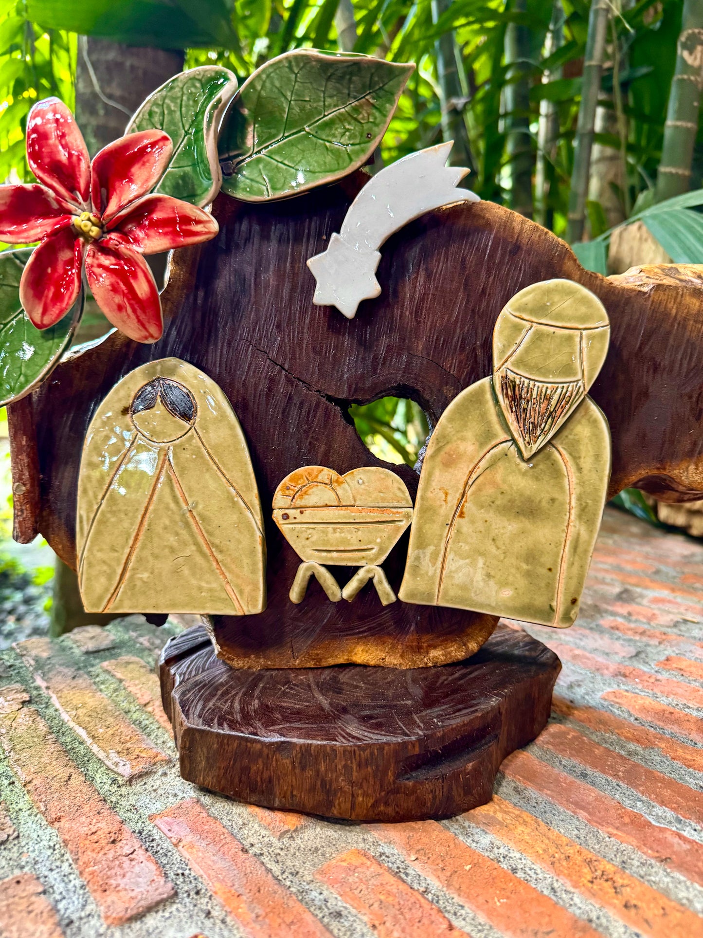 Nativity with Poinsettias Tabletop