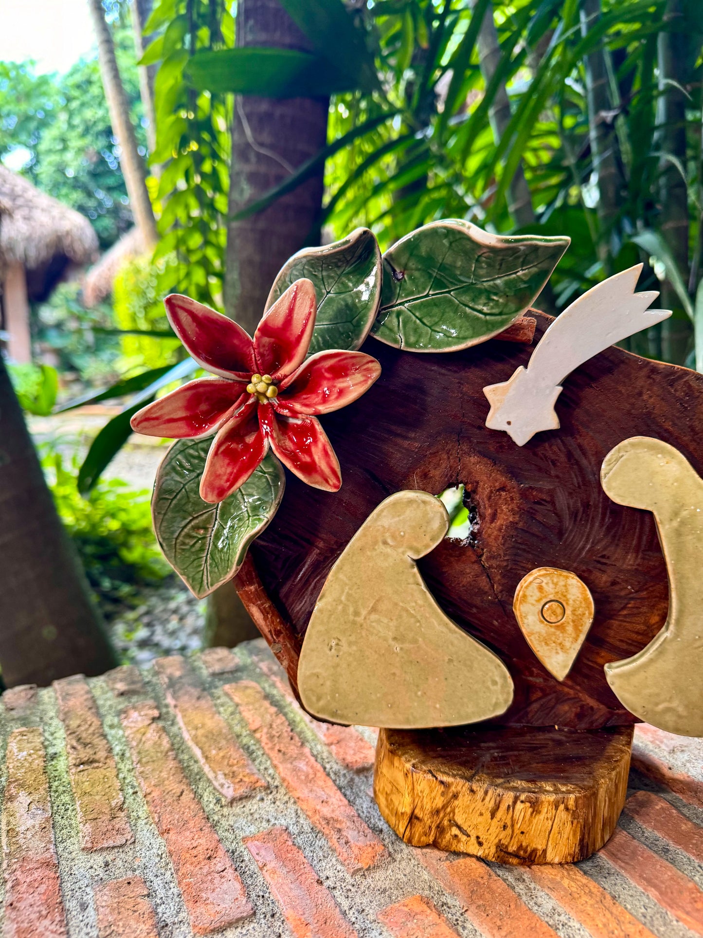 Nativity with Poinsettias Tabletop