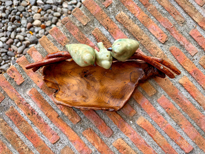 Birds on Teakwood Bowl Tabletop