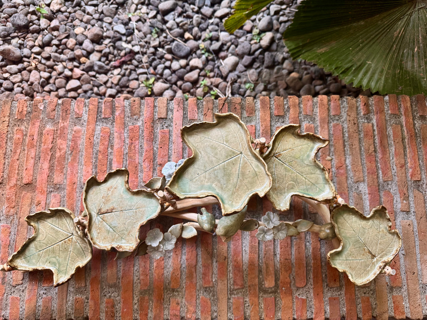 Leaf Plate with Birds and Flowers Tabletop