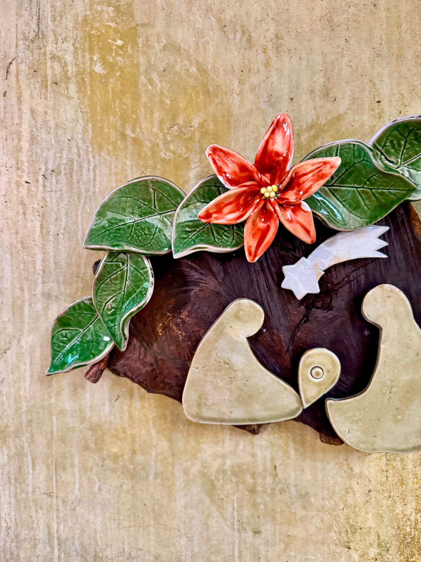 Nativity with Poinsettias Wall Hang