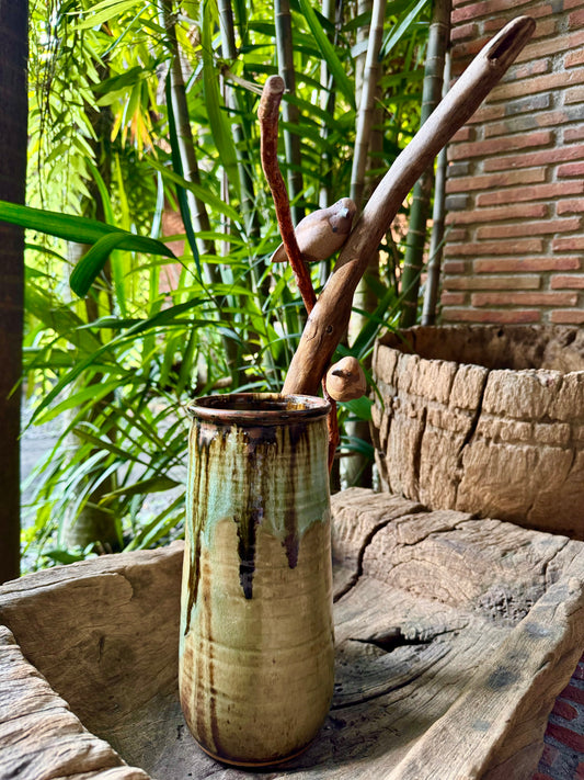 Birds on Vines and Driftwood Vase