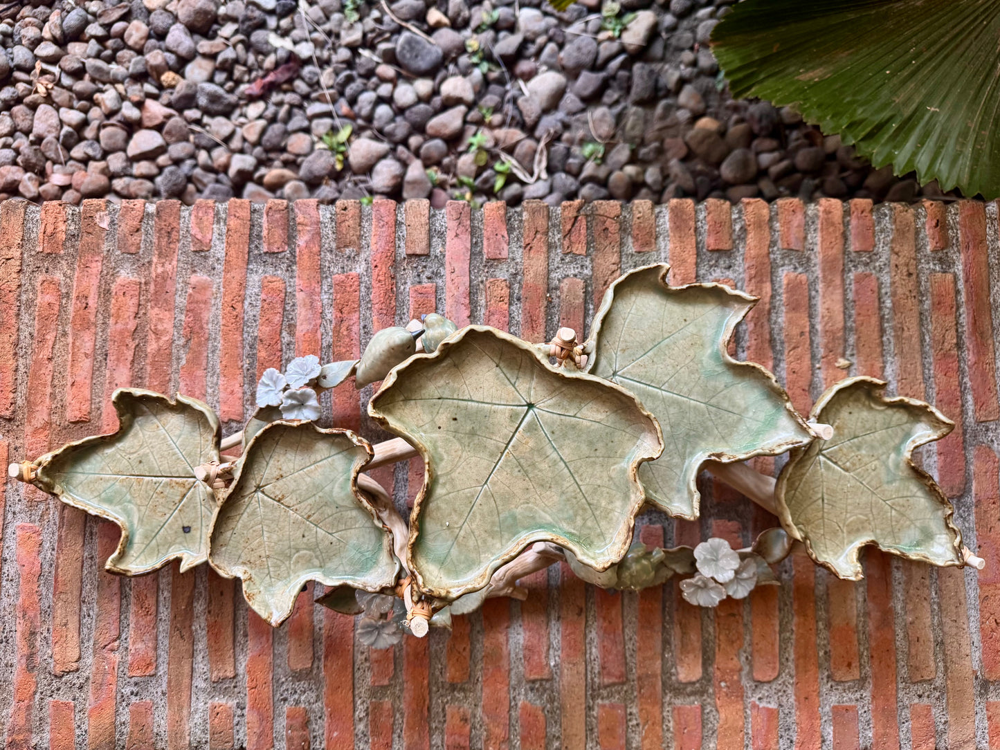 Leaf Plate with Birds and Flowers Tabletop