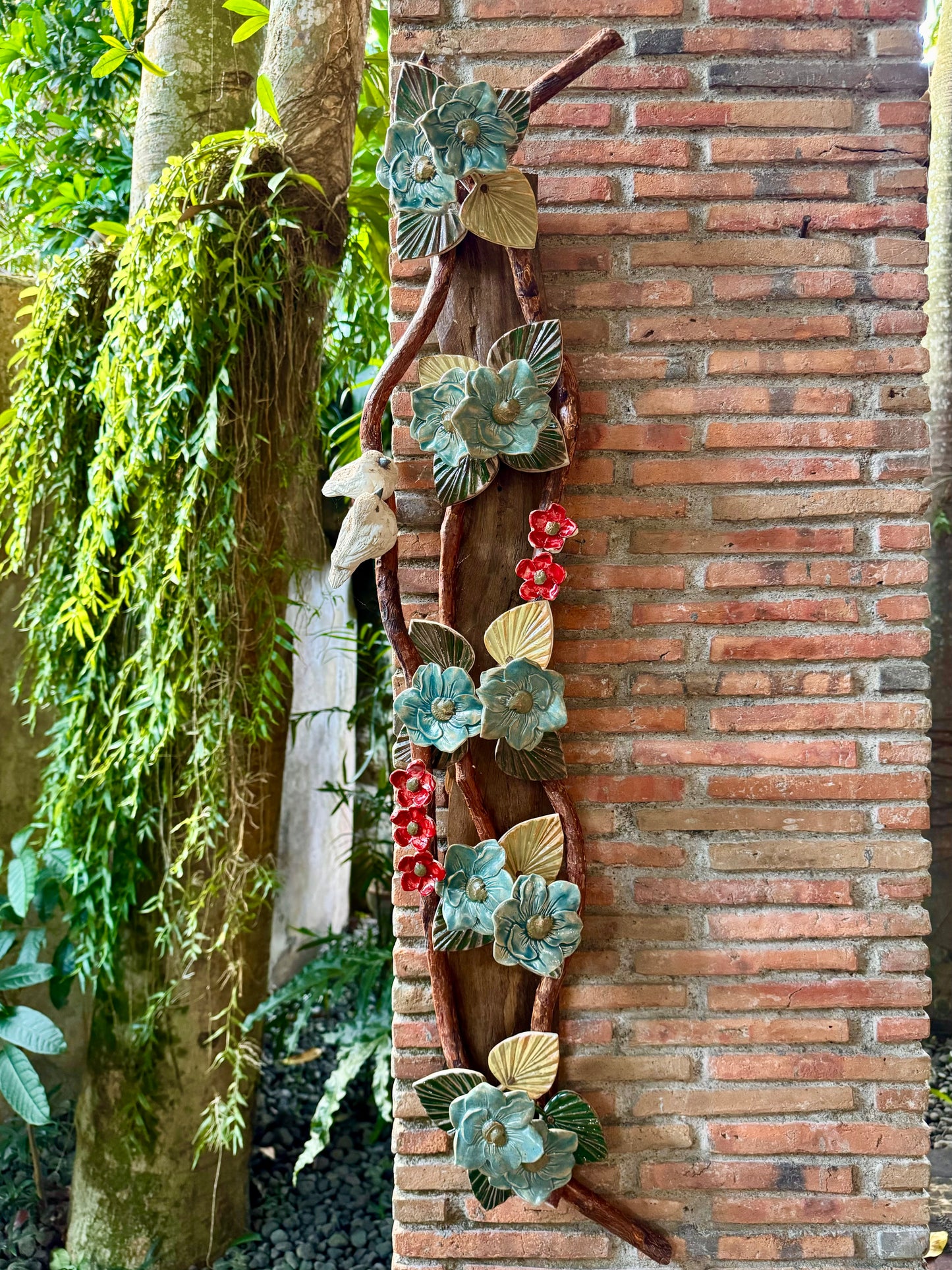 Flowers with Birds Wall Hang