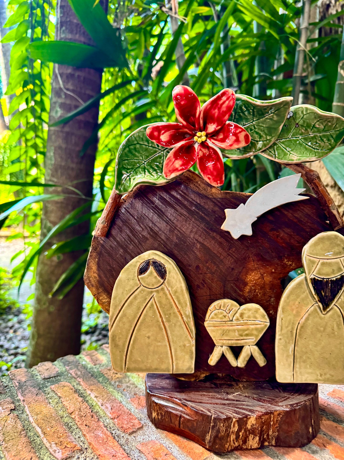 Nativity with Poinsettias Tabletop