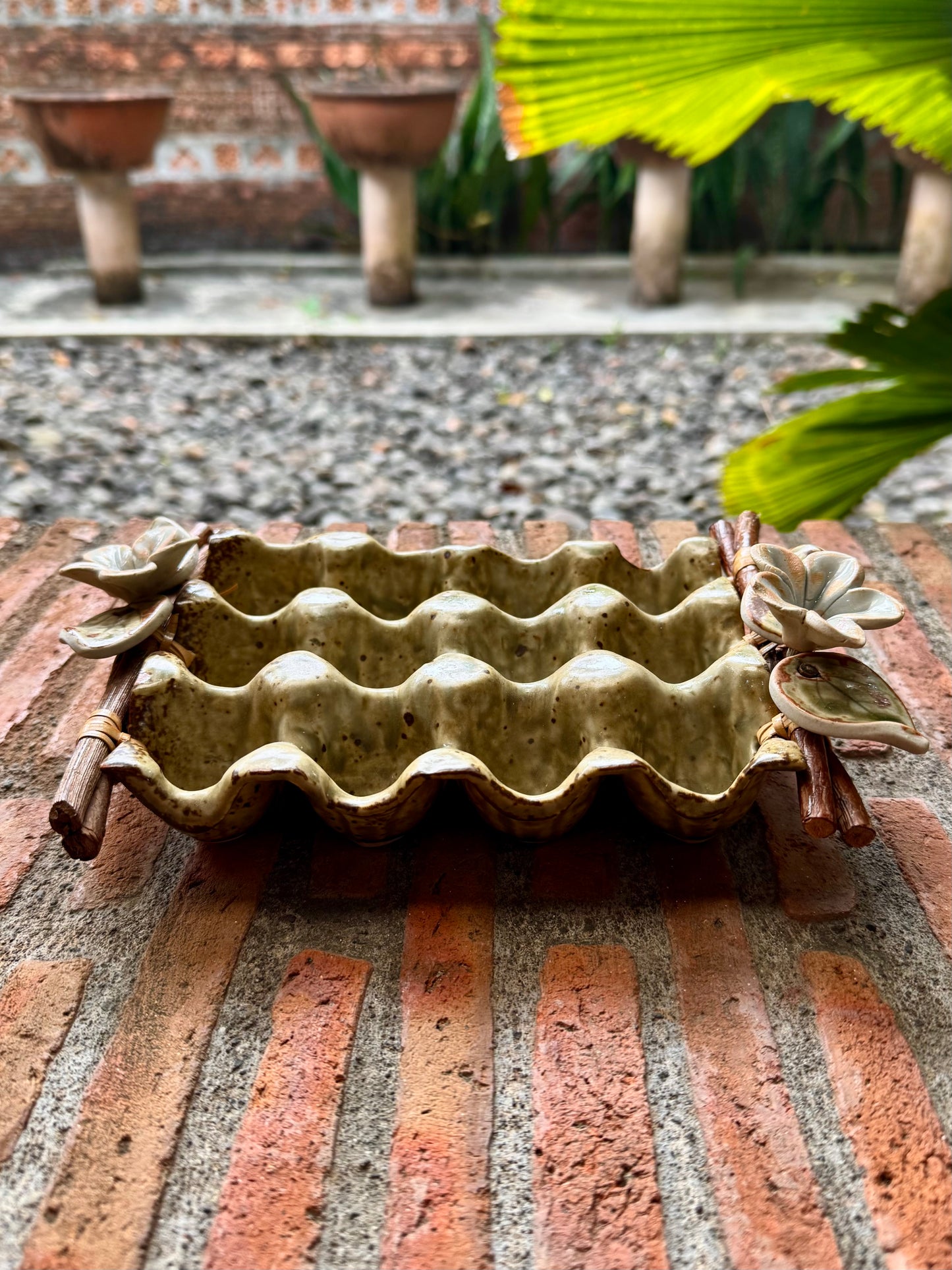 Ceramic Egg Crate with Flowers