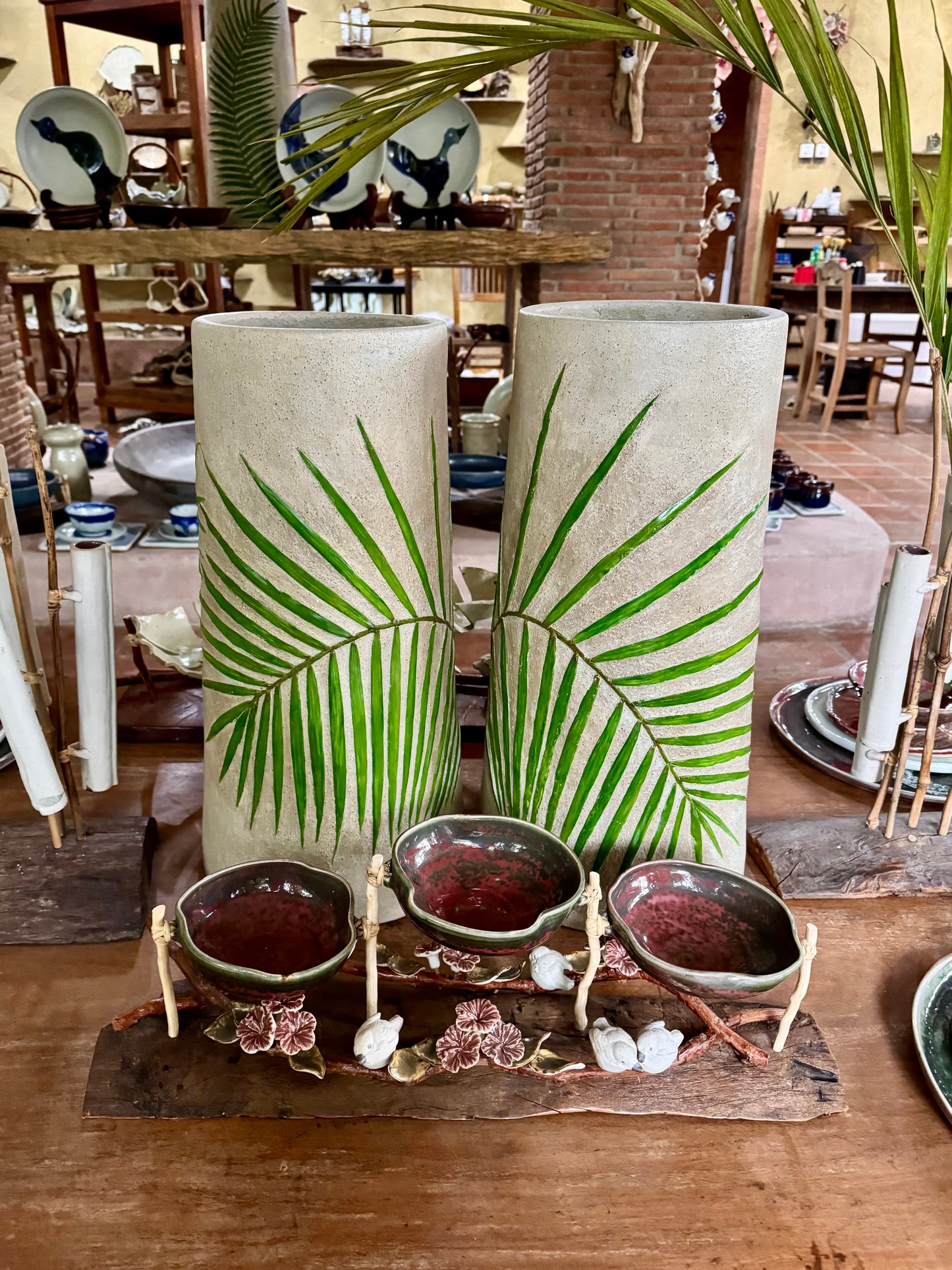 Hand-painted Woodstone Vase / Umbrella Holder