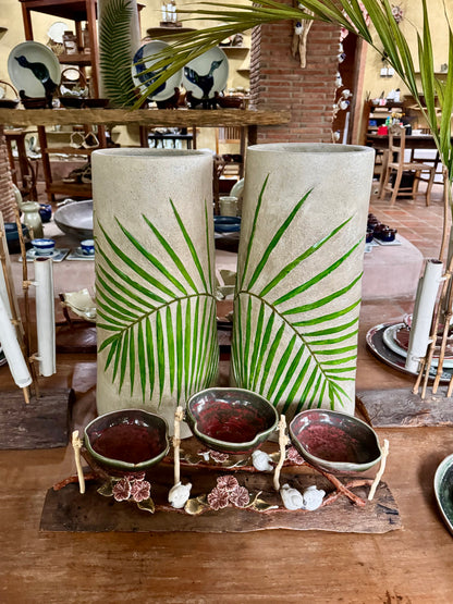 Hand-painted Woodstone Vase / Umbrella Holder