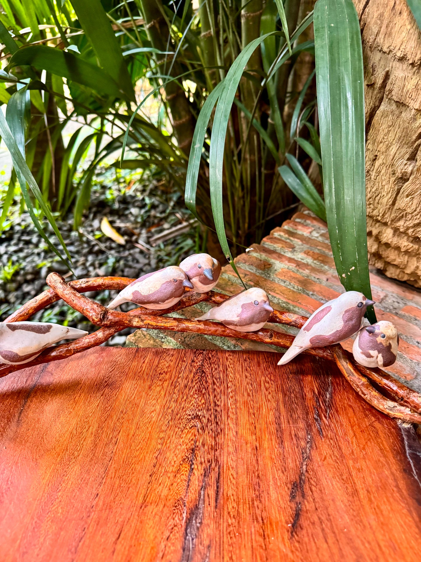 Teakwood Charcuterie with Birds on Vines