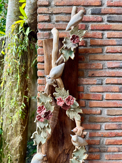 Gumamela with Birds Wall Hang