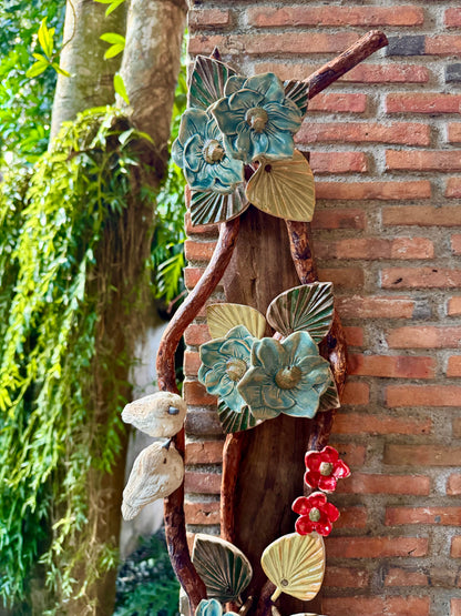Flowers with Birds Wall Hang