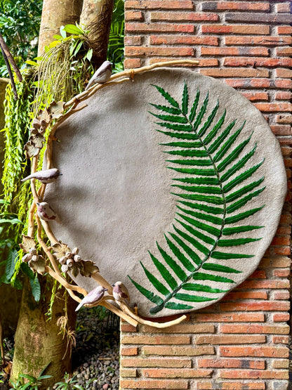 Fossilized Fern Wall Hang with Birds