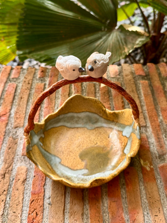 Ceramic Basket with Birds