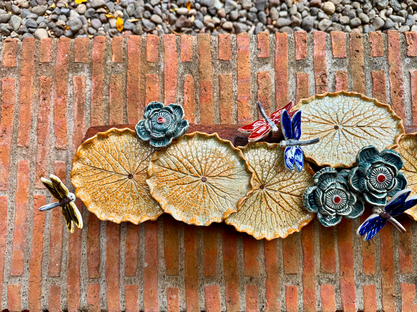 Lotus Pad with Flowers& Dragonflies Tabletop