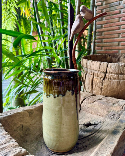 Birds on Vines and Driftwood Vase