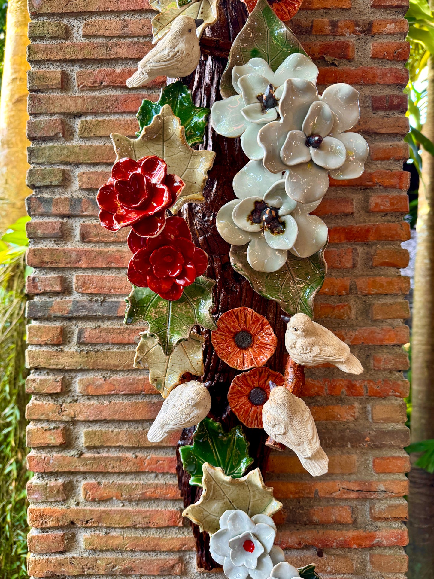 Flower with Birds Wall Hang