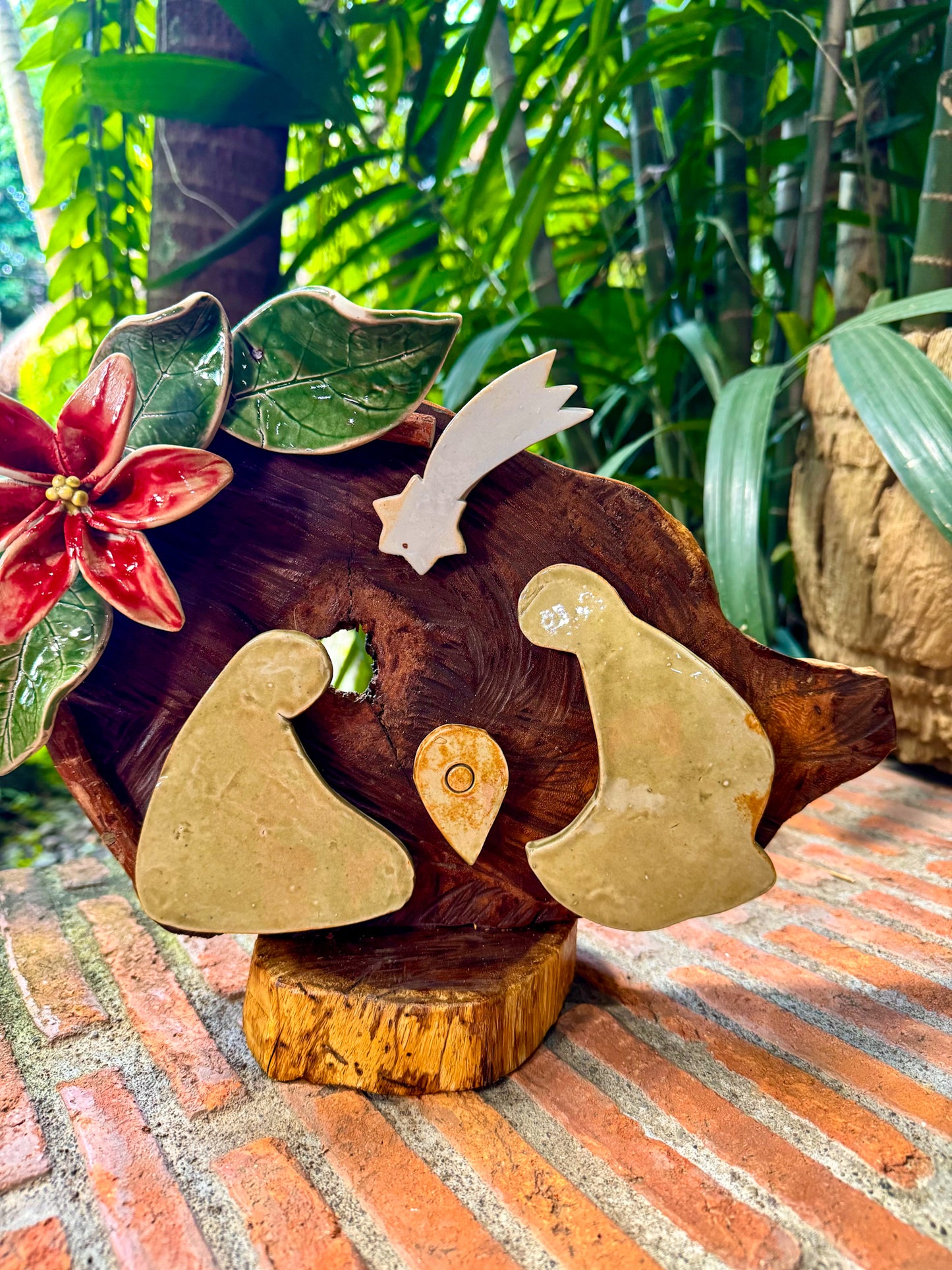 Nativity with Poinsettias Tabletop