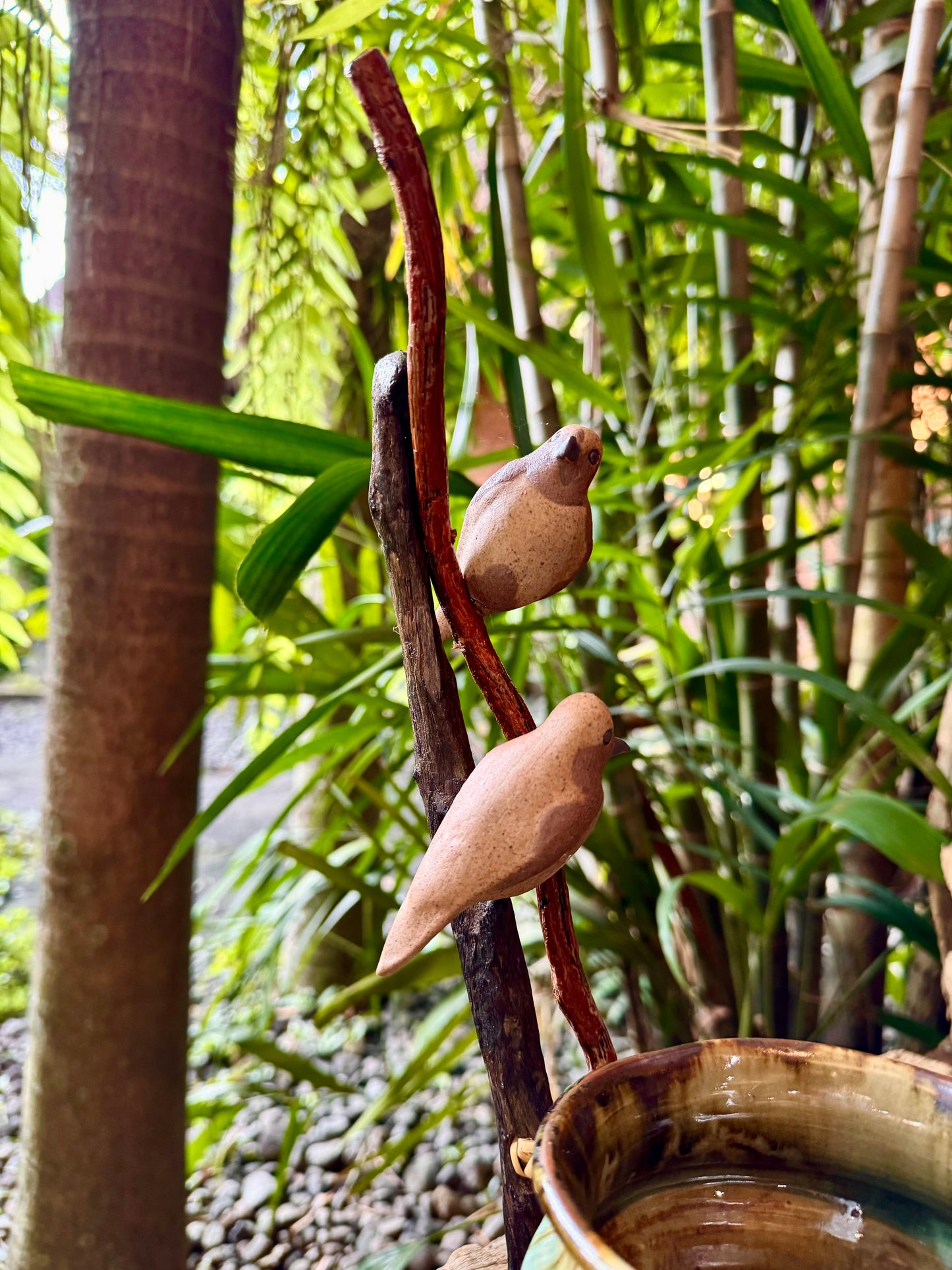 Birds on Vines and Driftwood Vase