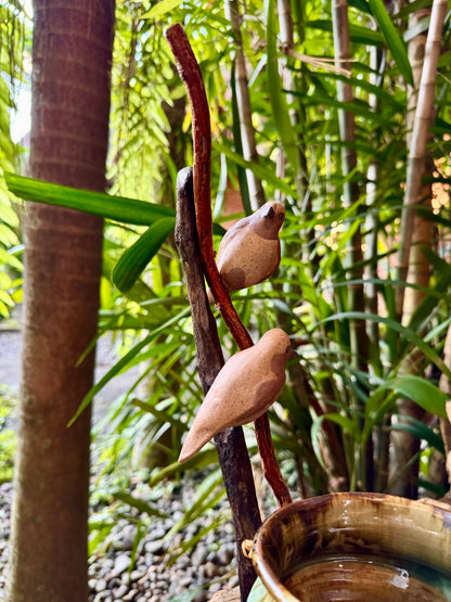 Birds on Vines and Driftwood Vase
