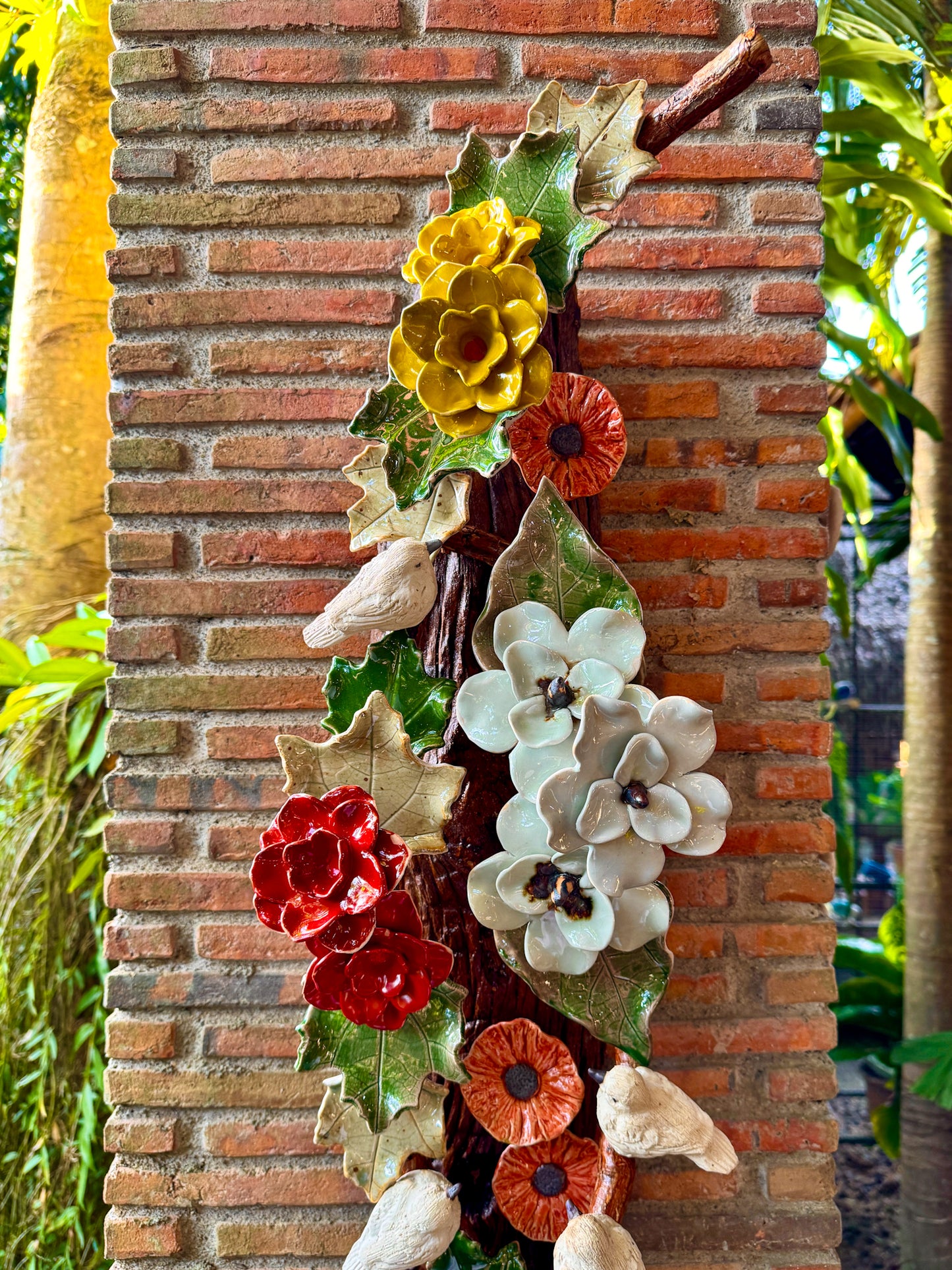 Flower with Birds Wall Hang