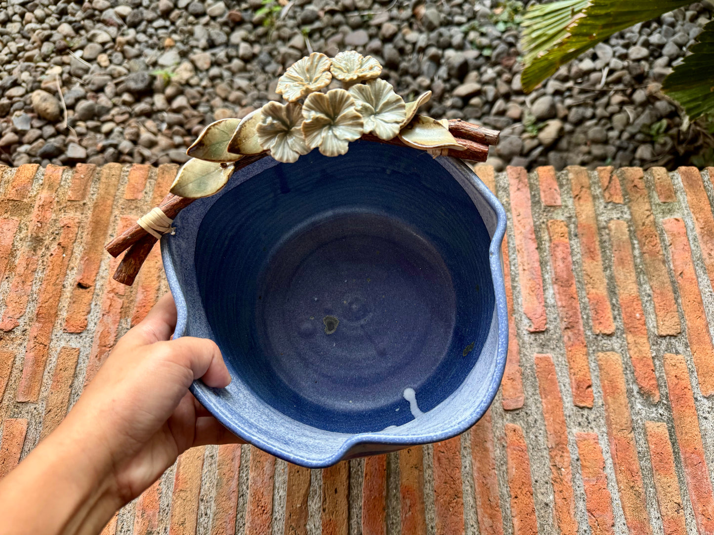 White Gumamela on Vines Bowl (Large)