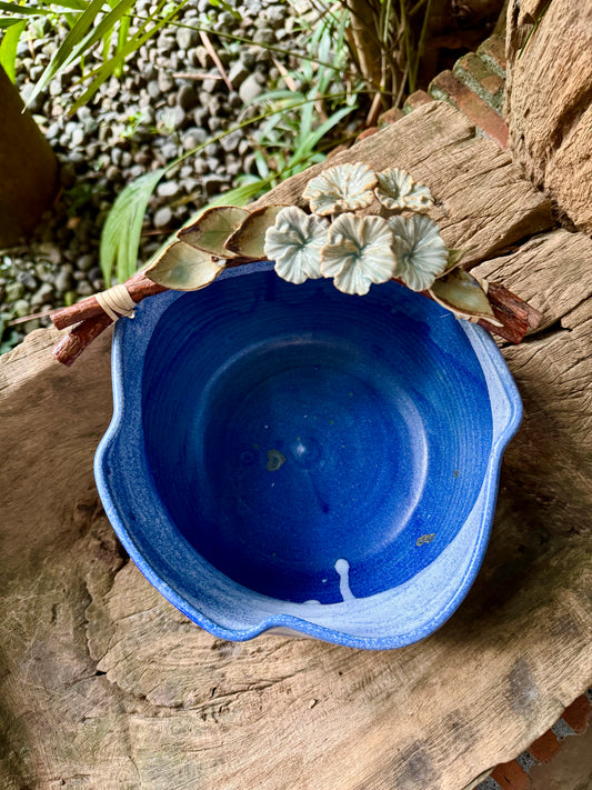 White Gumamela on Vines Bowl (Large)