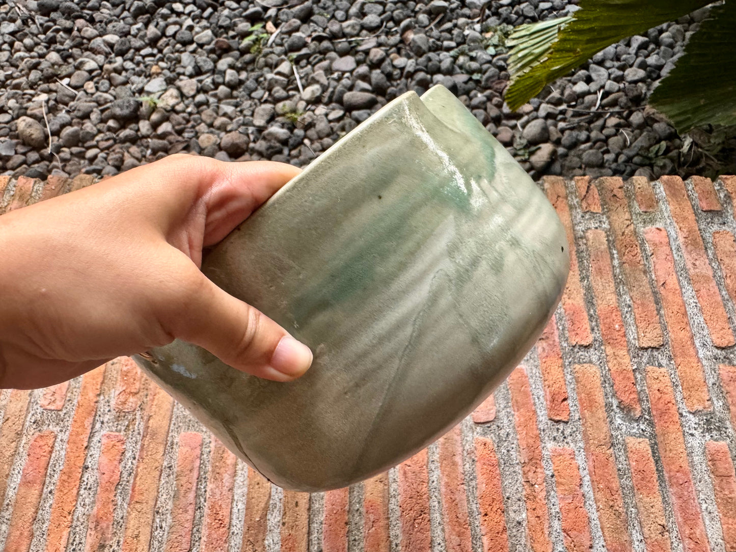 Red Gumamela on Vines Celadon Bowl (Large)