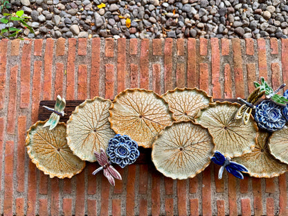 Lotus Pad with Flowers& Dragonflies Tabletop