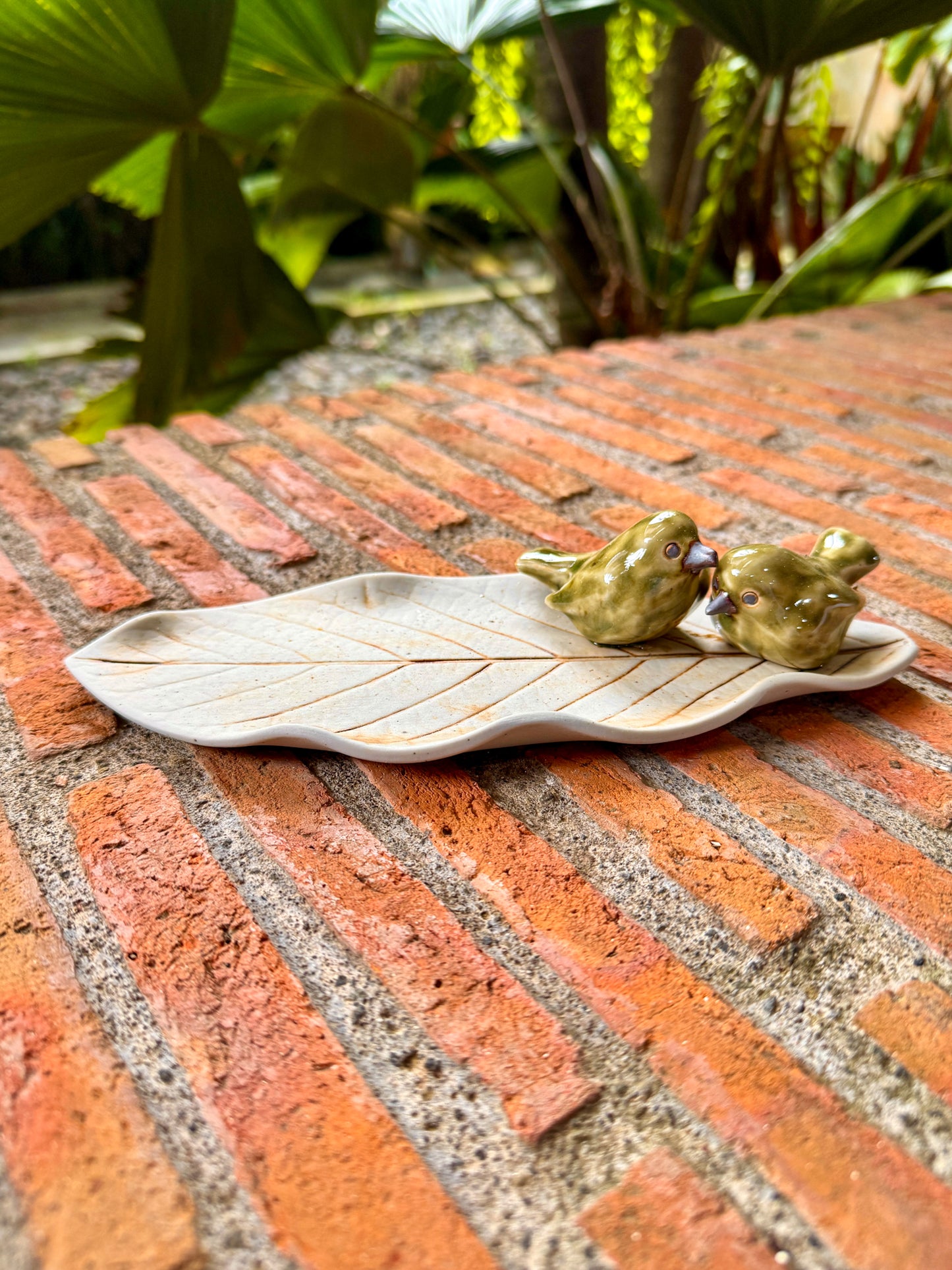Birds on Leaf Candle Holder / Paper Weight / Tabletop