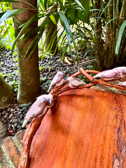 Teakwood Charcuterie with Birds on Vines