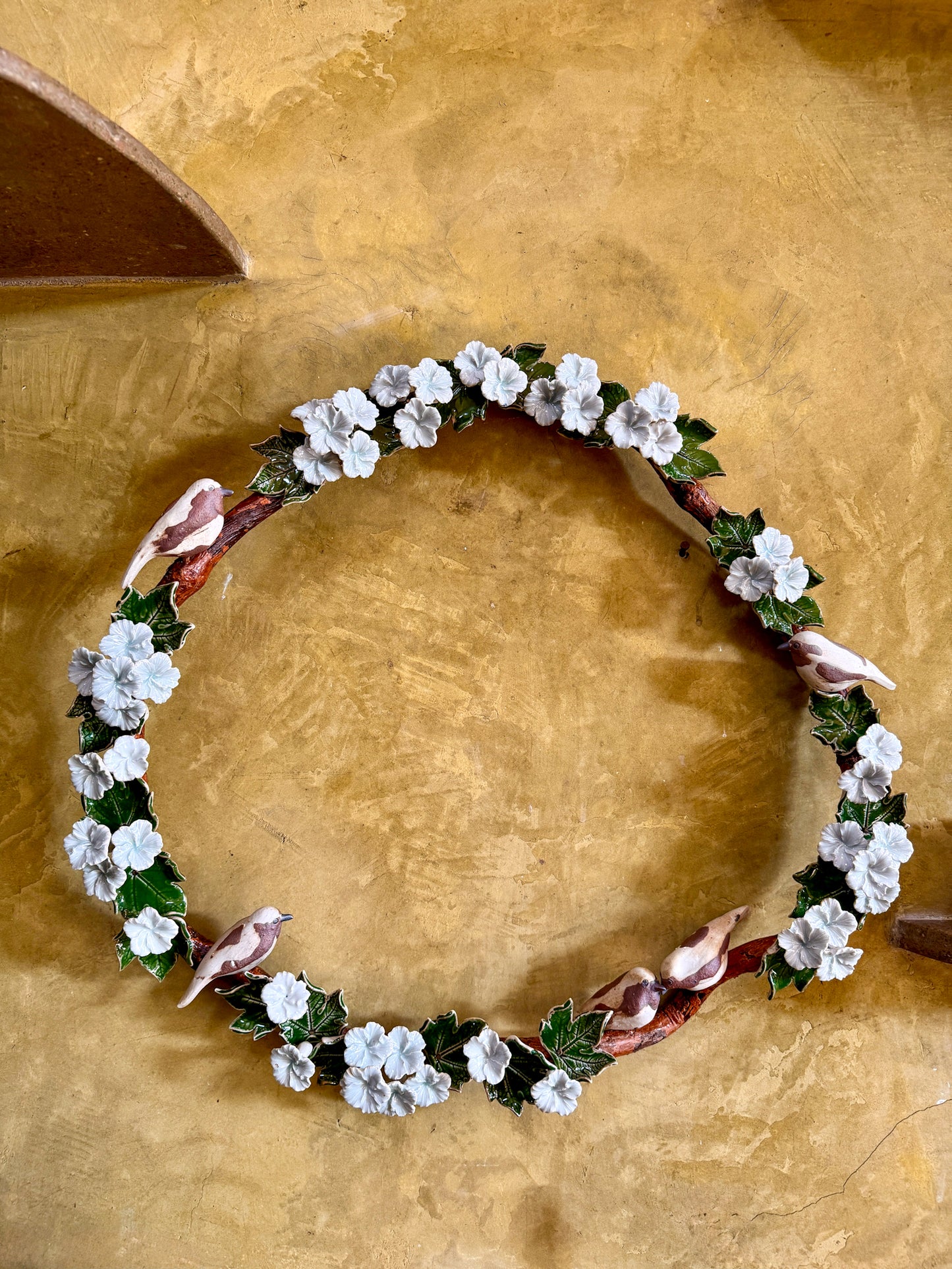 Wreath with Gumamela and Birds Wall Hang