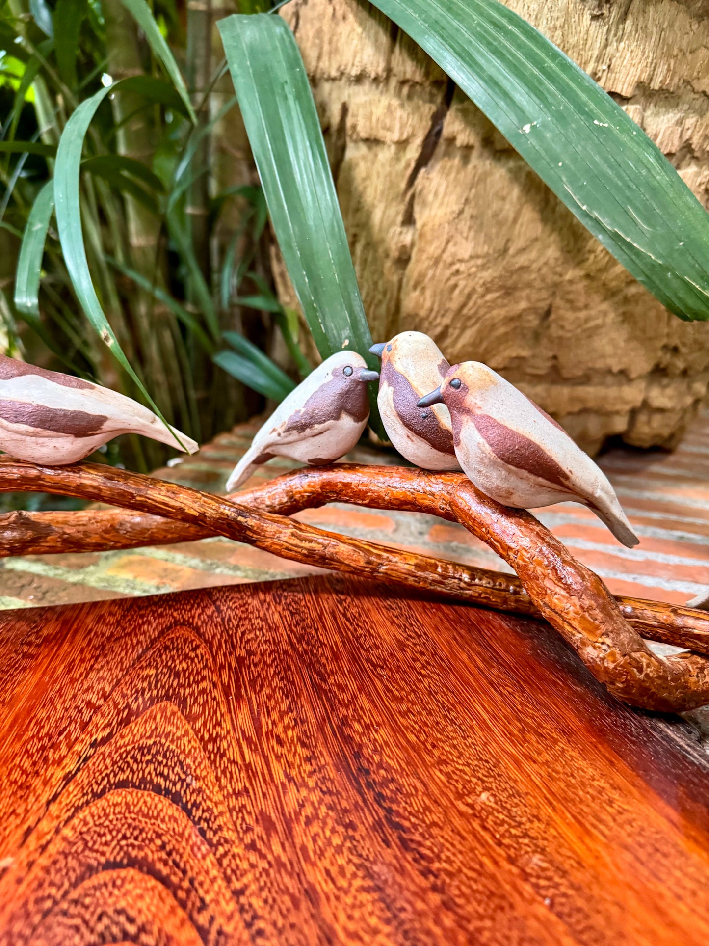 Teakwood Charcuterie with Birds on Vines