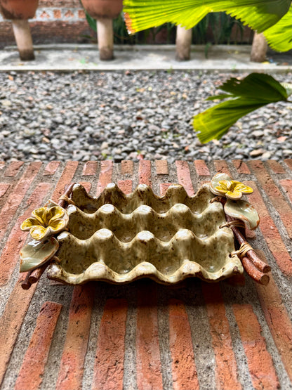 Ceramic Egg Crate with Flowers