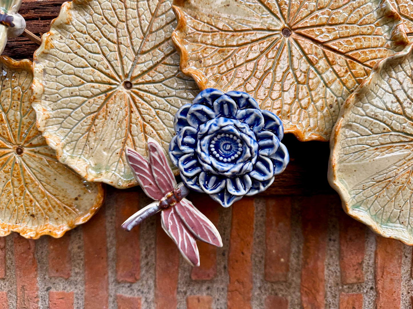 Lotus Pad with Flowers& Dragonflies Tabletop