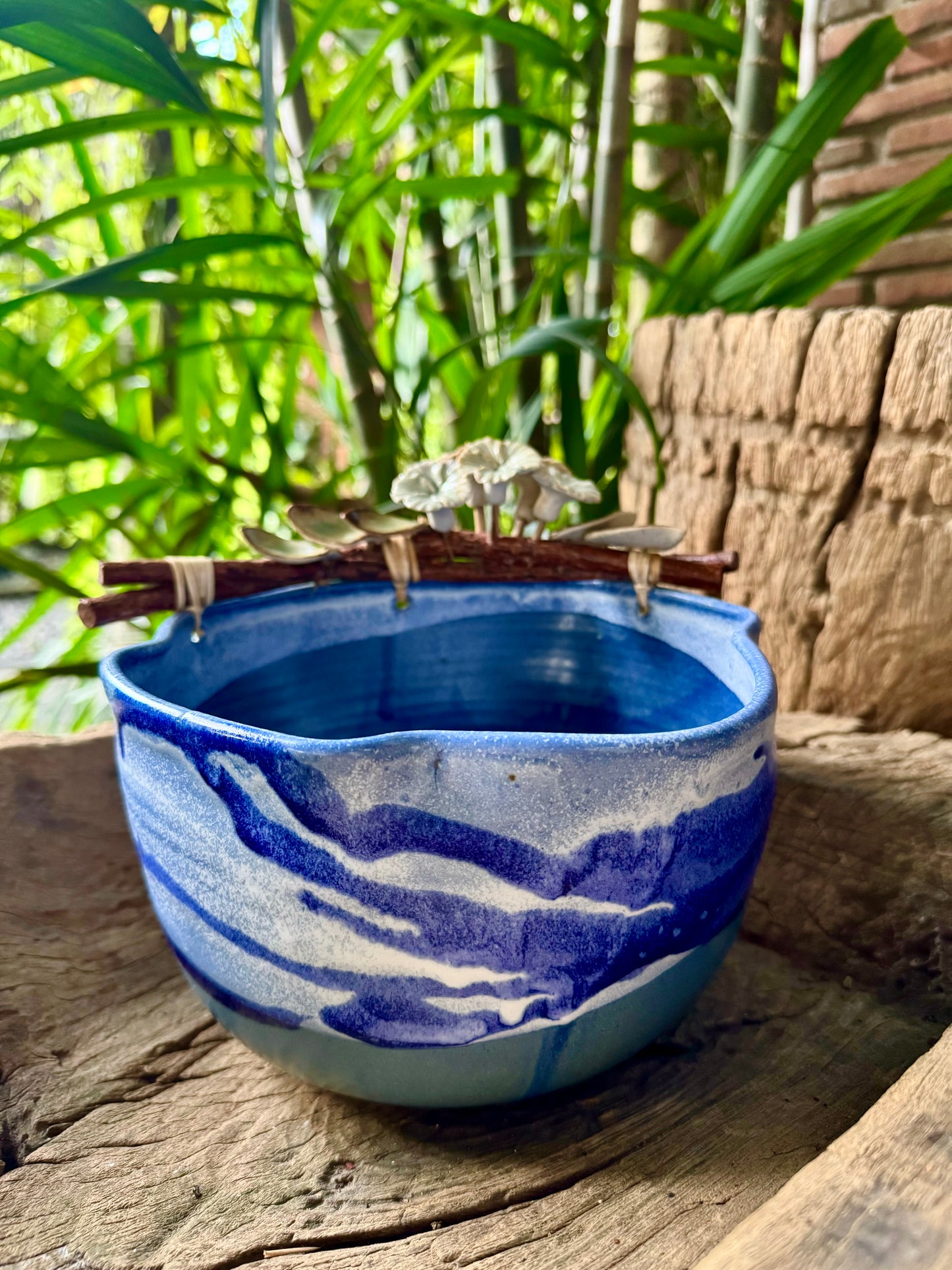 White Gumamela on Vines Bowl (Large)