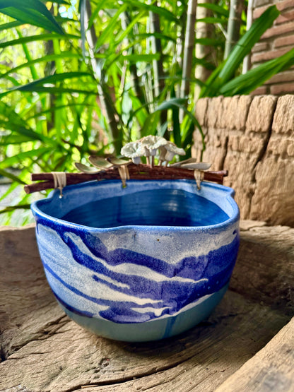 White Gumamela on Vines Bowl (Large)