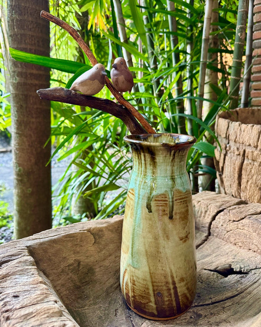 Birds on Vines and Driftwood Vase