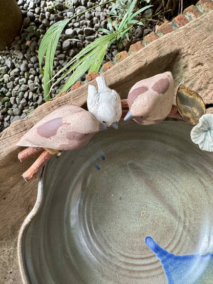 Bowl with Birds and Flowers on Roots
