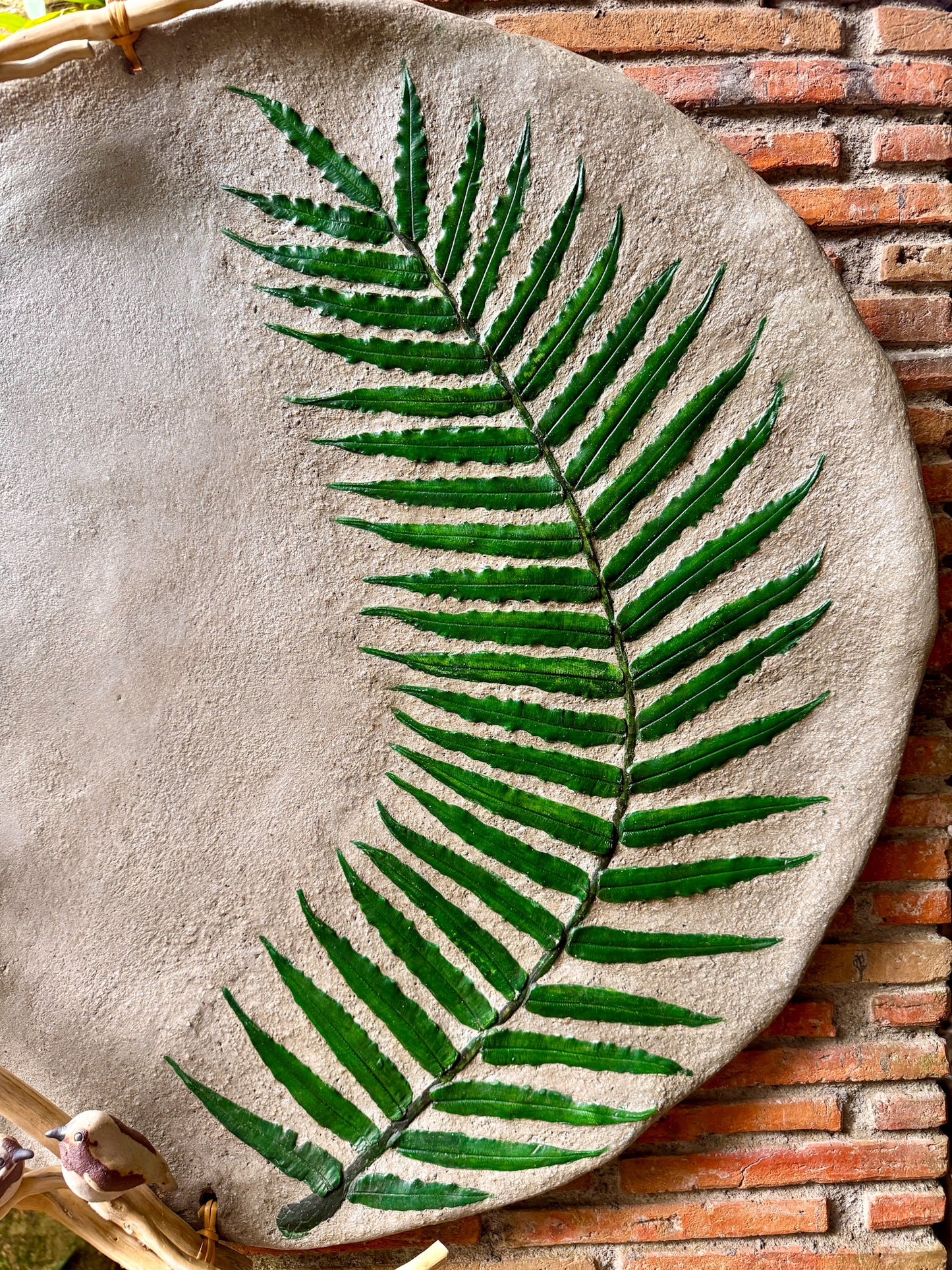 Fossilized Fern Wall Hang with Birds