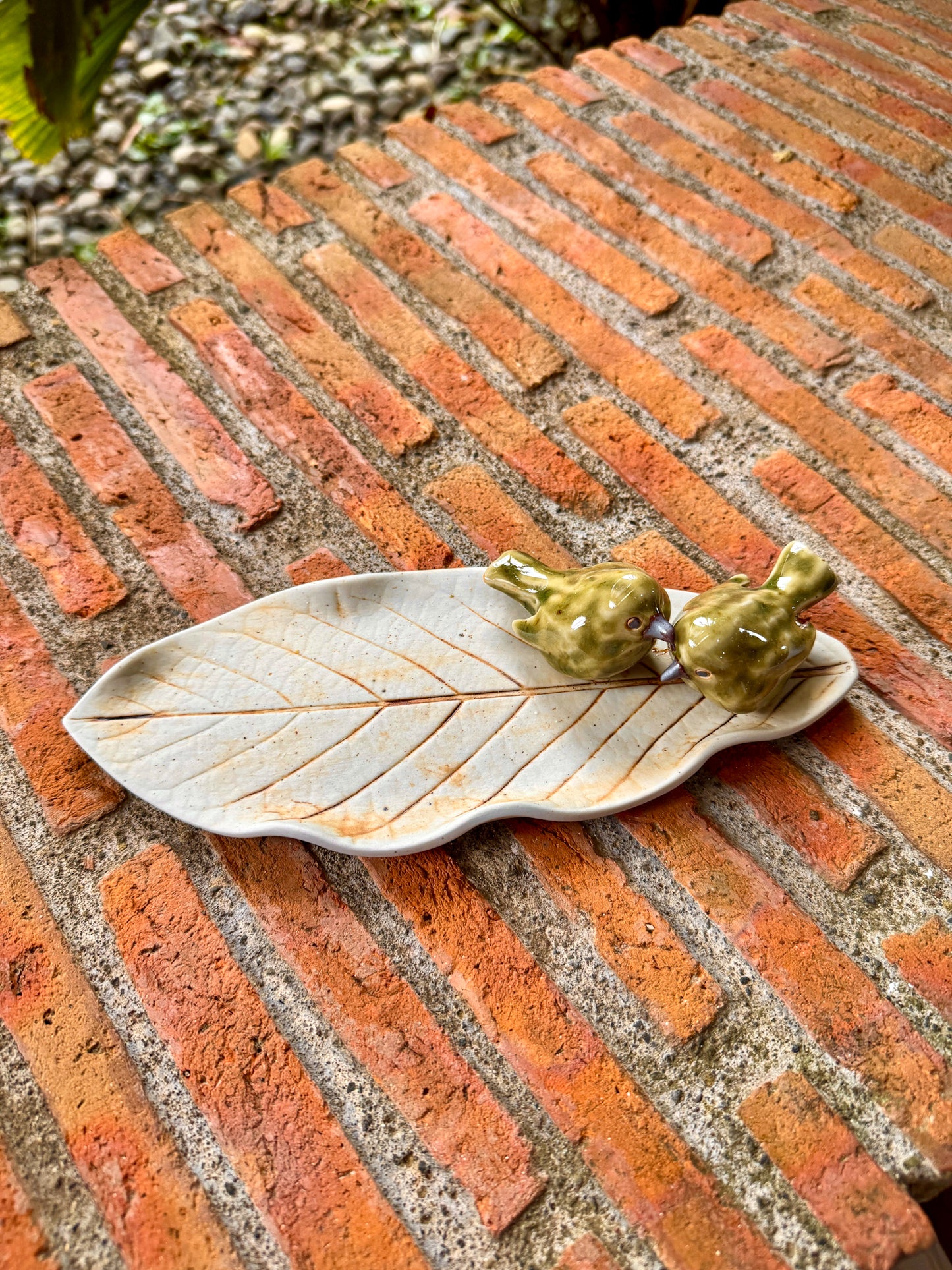 Birds on Leaf Candle Holder / Paper Weight / Tabletop