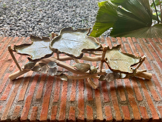 Leaf Plate with Birds and Flowers Tabletop