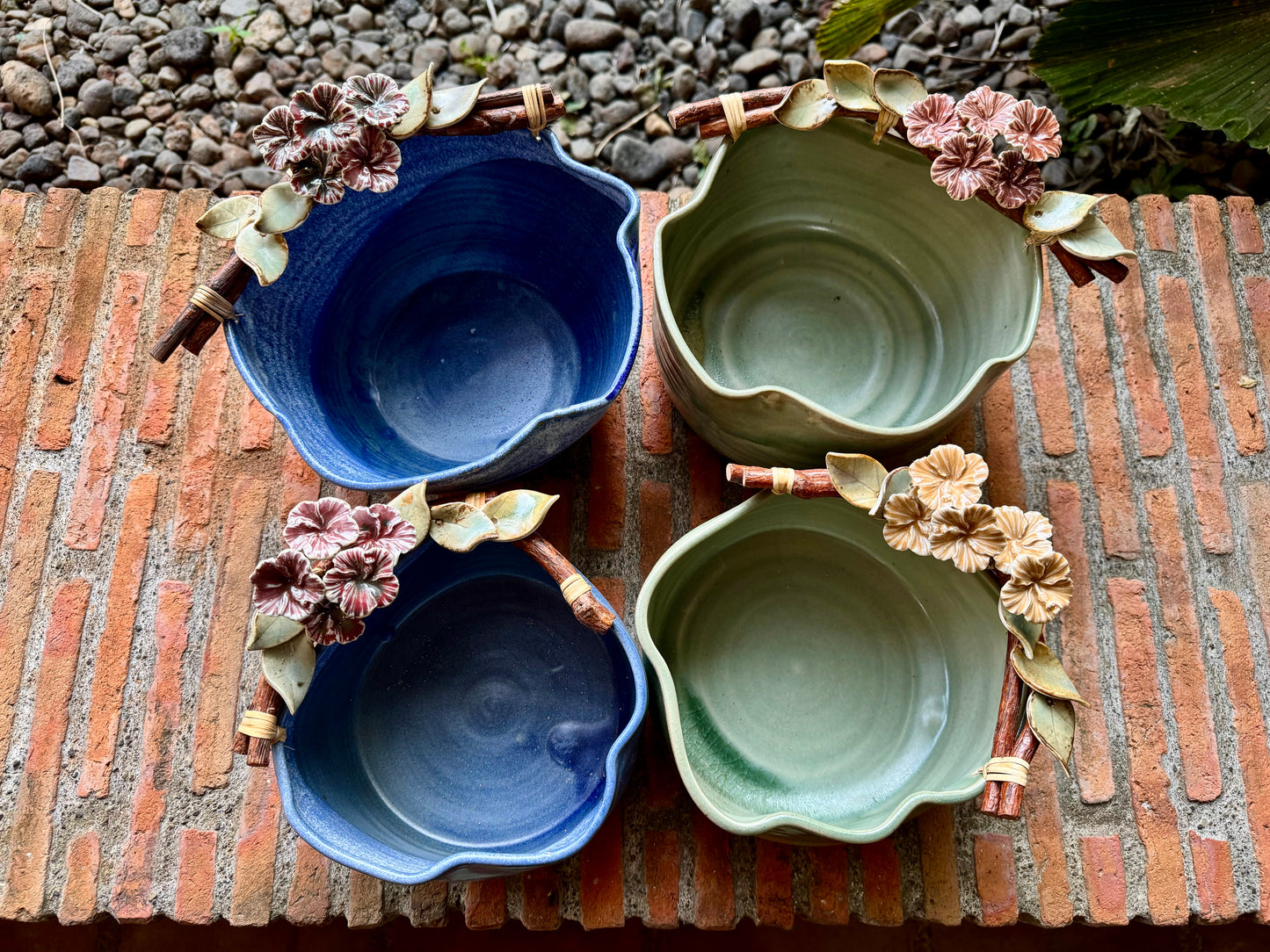 White Gumamela on Vines Bowl (Large)