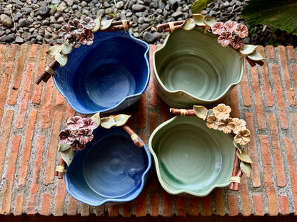 White Gumamela on Vines Bowl (Large)