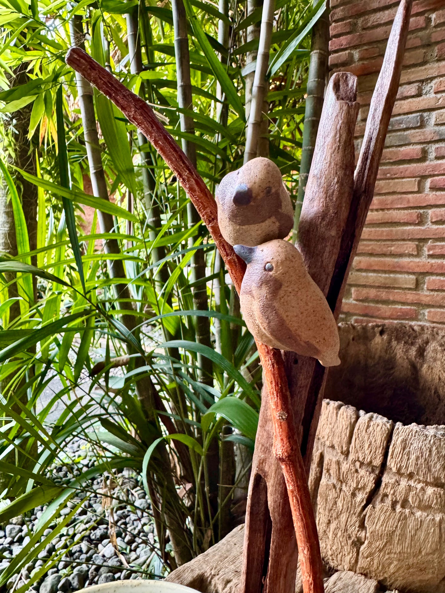 Birds on Vines and Driftwood Vase