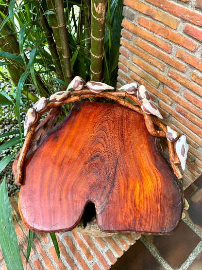 Teakwood Charcuterie with Birds on Vines