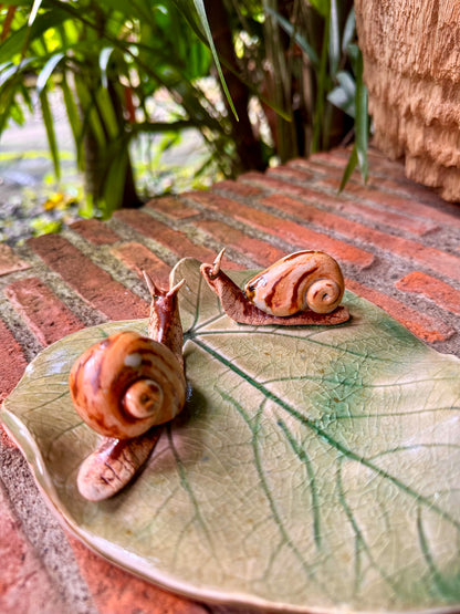 Snails on Leaf Candle Holder / Paper Weight / Tabletop