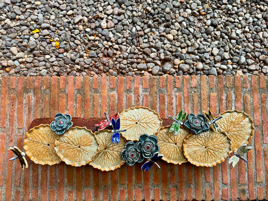 Lotus Pad with Flowers& Dragonflies Tabletop